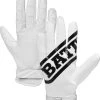 Battle Sports Double Threat Adult Receiver Gloves - Re-Packaged 2 Battle Sports Double Threat Adult Receiver Gloves - Re-Packaged -Ball Sports Comprehensive Shop 897 doublethreat adult mp white s mainProductImage FullSize