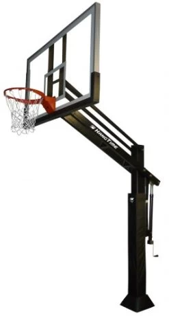 Bison Ultimate HangTime 6" Adjustable Basketball System With 42" X 72" Clear Glass Backboard