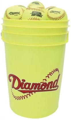 Diamond Official Fastpitch 12YSC Softballs With Bucket