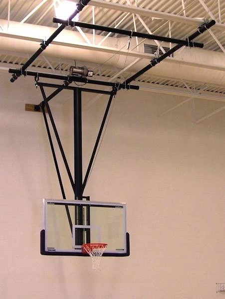Spalding Gliding Rear-Braced Ceiling Mast Basketball Backstop 3 Spalding Gliding Rear-Braced Ceiling Mast Basketball Backstop